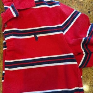 Polo by Ralph Lauren Kids Red and Navy Striped Polo size 10/12